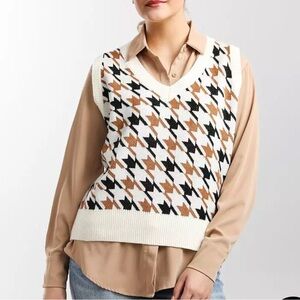 Buckle Timing Houndstooth Sweater Vest Women’s Medium